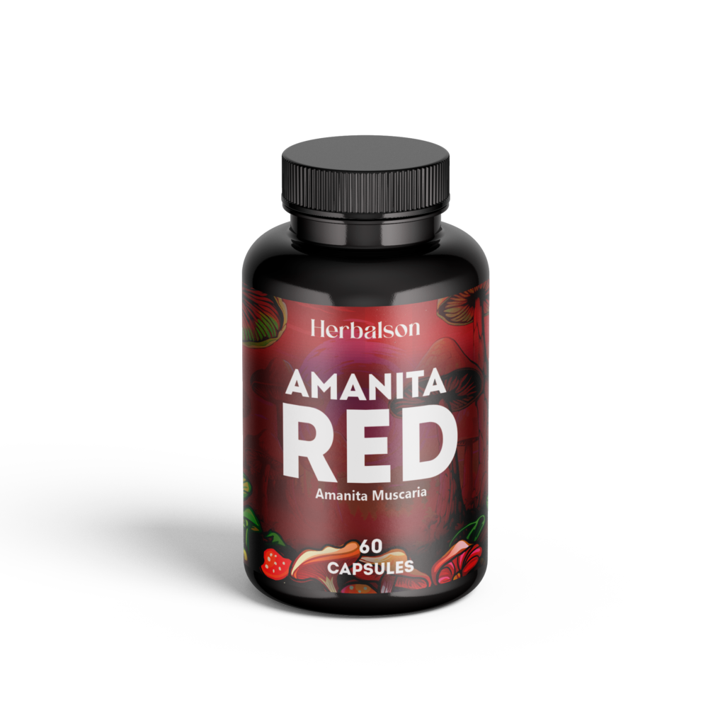 Herbalson Amanita Muscaria RED capsules bottle, 60 capsules