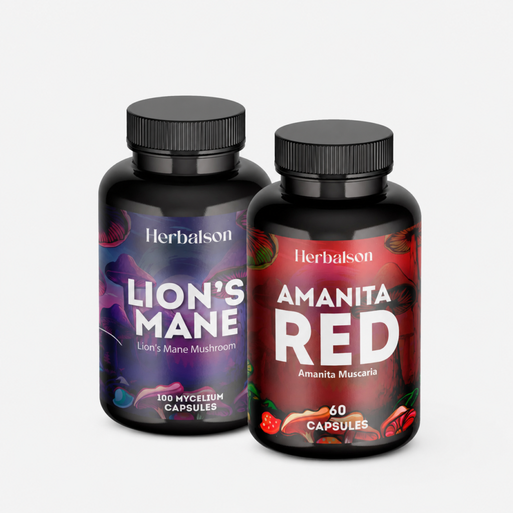 Herbalson Lion's Mane and Amanita Muscaria RED capsule set