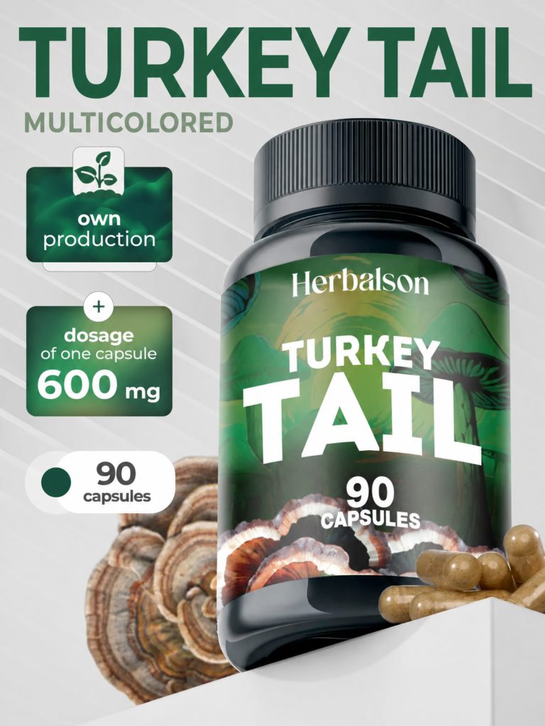 Herbalson Turkey Tail mushroom capsules, 90 capsules, 600 mg