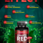 Amanita Muscaria RED capsules product effects infographic
