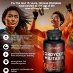 Cordyceps Militaris capsules infographic for athletes and endurance