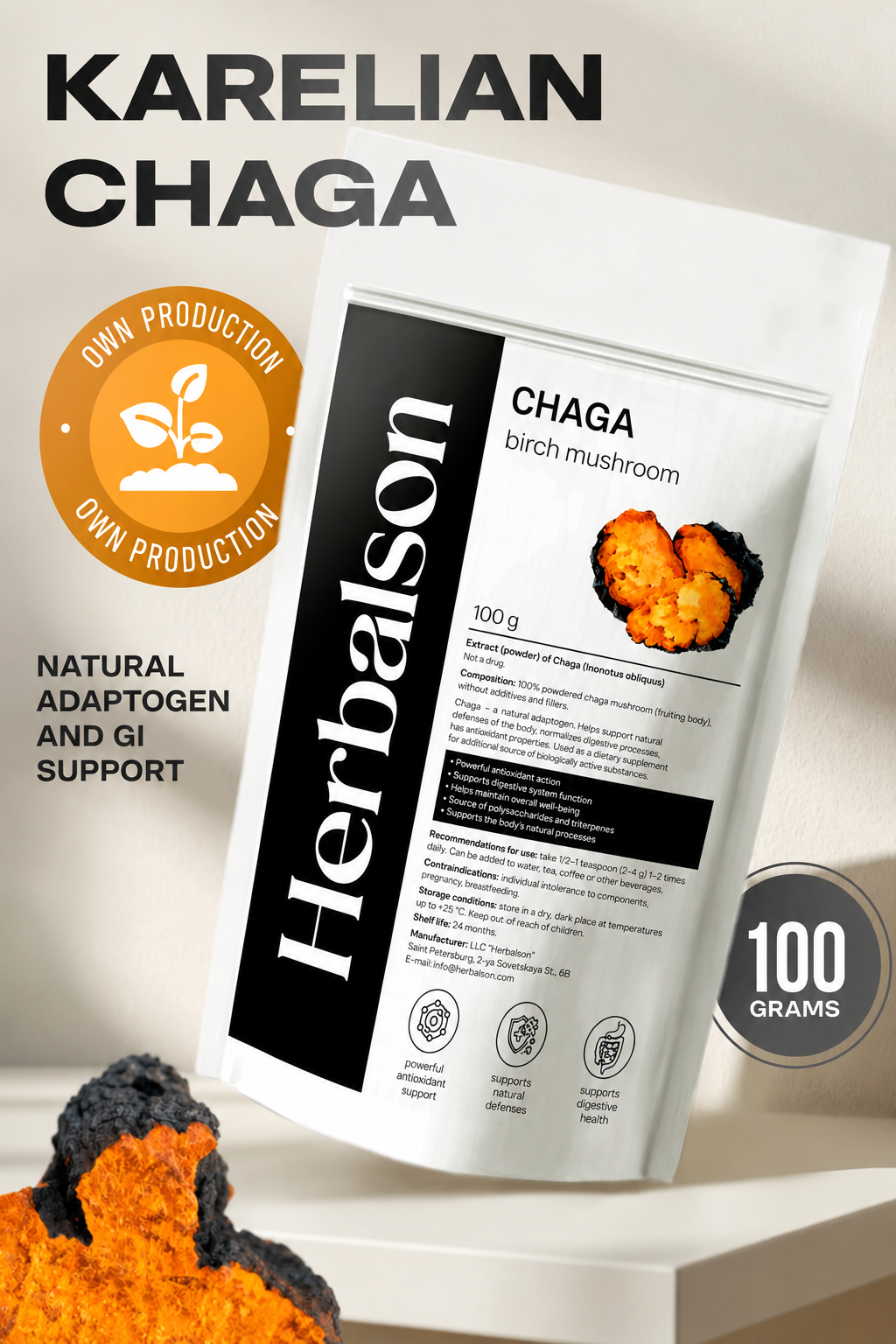 Mushroom powder set product benefits infographic
