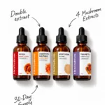 Herbalson set of four mushroom double extracts — reishi, cordyceps militaris, lion's mane and trametes, 30 ml each