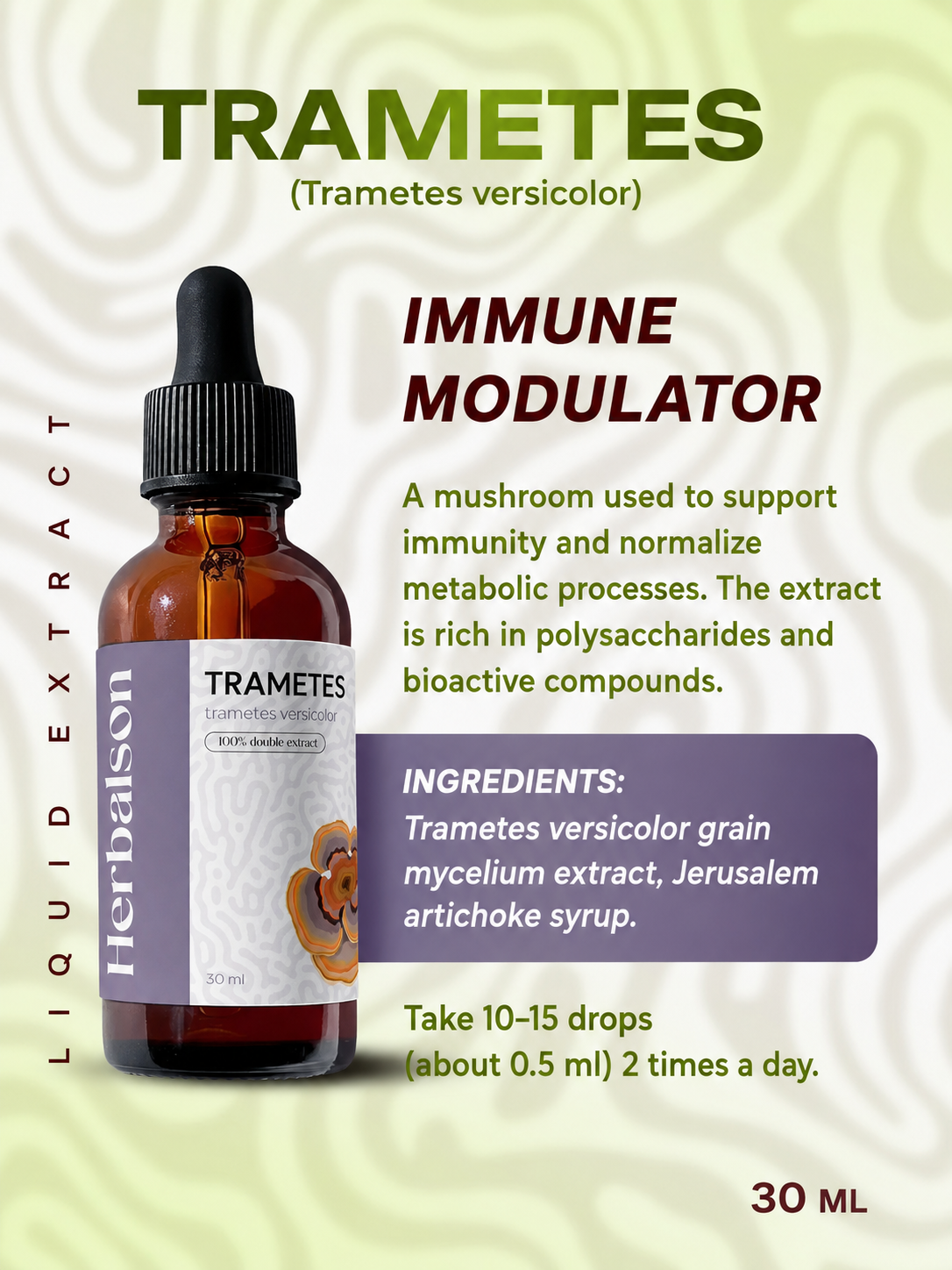 Turkey Tail Trametes versicolor extract ingredients and suggested use
