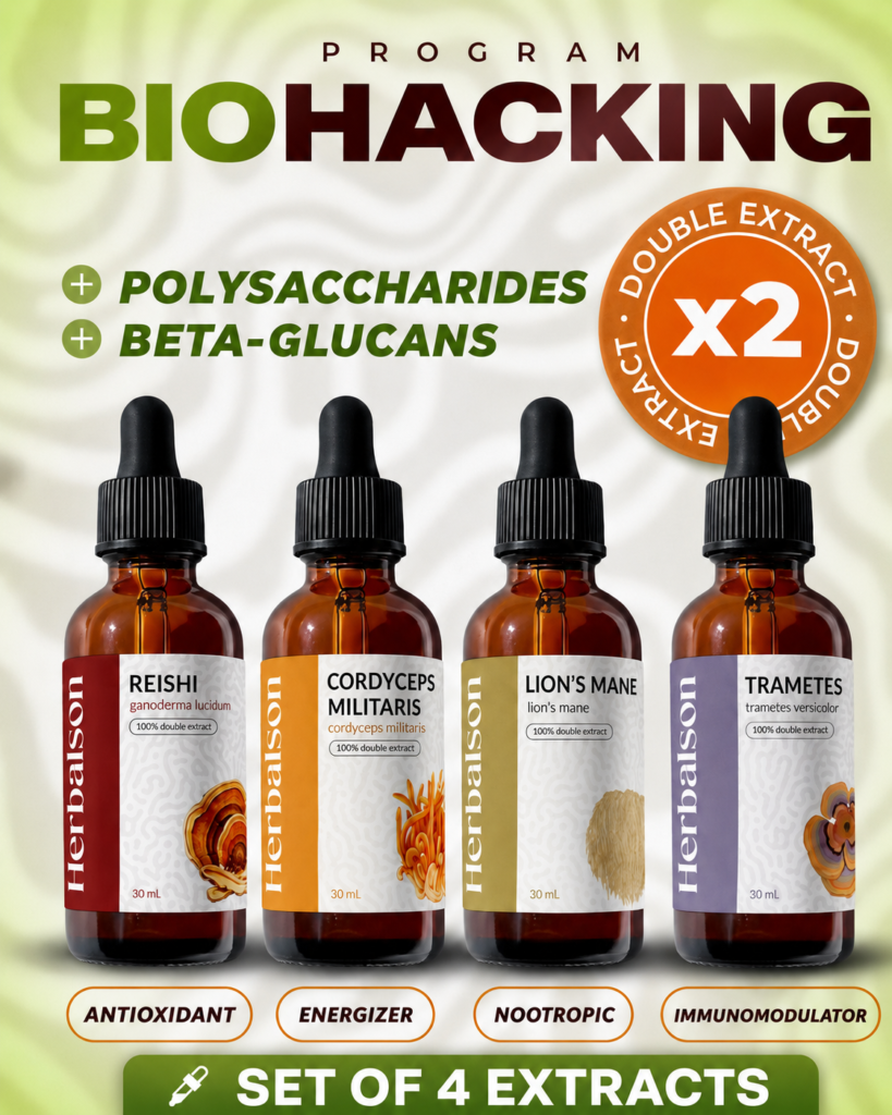 Herbalson double extract set with Lion's Mane, Cordyceps, Reishi and Turkey Tail