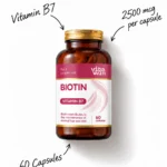 Biotin 2500 mcg capsules, vitamin B7 for hair and skin, 60 capsules
