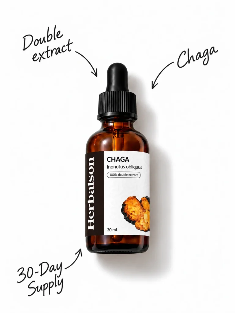 Chaga (Inonotus obliquus) mushroom double extract tincture 30 ml, Herbalson