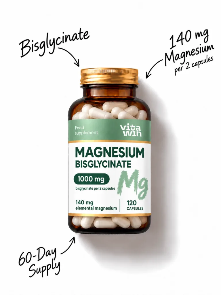 VitaWin magnesium bisglycinate 1000 mg capsules, 120 per bottle