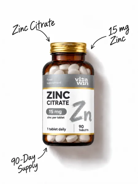 VitaWin zinc 15 mg tablets, 90 per bottle